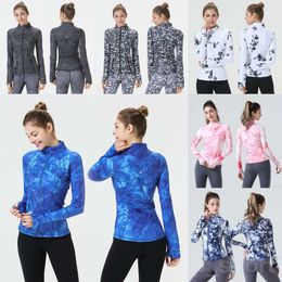 Define Lady Yoga Slim Long Sleeve Coat Print Jackets Outdoor Sports Activewear Woman Running Sportswear Gym Clothes Solid Zip Up Tight-fitting Ladys