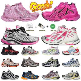 Track Runners 7 7.0 Designer Sneakers Women Mens Casual Shoes Leather White Black Silver Pink Nylon Mesh Tracks Graffiti Men Shoes Platform Trainers