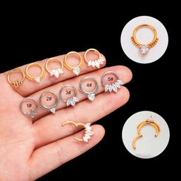 Surgical Titanium Stainless Steel Snake Nose Ring Prong Shiny Cubic Zircon18k Gold Cartilage Ring Hip Hop Popular Piercing Body Jewellery Accessories Bijoux