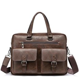 Briefcases Pu Leather Men's Handbags Large Capacity Bussiness Briefcase Designer Brown Sling Shoulder Bags Male Document Holder Bag