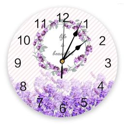 Wall Clocks Life Is Beautiful Lavender Silent Decorative Clock Digital Operated Round Home Office School