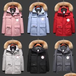 Women'S Down Parkas Womens Coat Winter Outdoor Goose Parka Outerwear Wolf Fur Hooded Puffer Jacket Woman Canada Mens Trench Men Si Dh40G