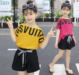 Girls Clothes Girls Summer Outfits Toddler Kids Fashion Set Top Shorts 4 5 6 7 8 9 10 11 12 13 14 Years T200707207O2199356