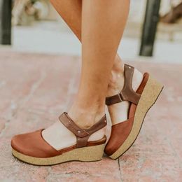 Sandals Thick Soled Wedges Casual For Women Low Heel Ladies Fashion Solid Buckle Breathable Shoes Zapatos Para Mujeres