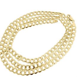 Mens Hollow 14K Yellow Gold 6 50 MM Cuban Curb Link Chain Necklace 16-30 Inches267w