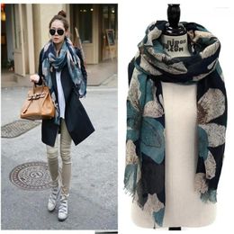 Berets Fashion Party Scarves Shawl Elegant Women Lady Vintage Long Soft Cotton Voile Print Autumn Winter Christmas