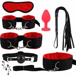 Toys SM Sex Games Handcuff Bondage Set Slave Necklace Hand Cuffs Restraint Ball Mouth Gag Enhance Sexual Pleasure Sexs Toys For Couples