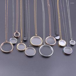 Pendant Necklaces 1Pc Inner Size 10-40mm Round Glass Memory Coin Holder Locket Floating Living Relicario Collares Jewellery Bulk