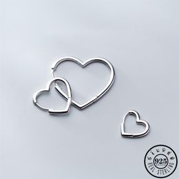 100% Real 925 Sterling Silver Heart Shaped Ear Ring Earings Trendy Korean Hoops Earrings for Women Christmas Fine Jewellery 200924201S