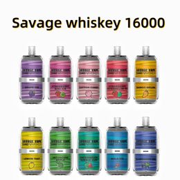 Savage Vape Whiskey 16000 vape disposable puff bar EU Warehouse sigaretta elettronica iget bar 26ml 650mah Mesh Coil 6 Colours LGB Light Type-C Rechargeable vs puff 15k