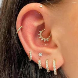 Hoop Earrings QUKE 1pc Simple Zircon 925 Sterling Silver Earring For Women 18K Gold Fine Jewellery Cartilage Wedding Party 2023