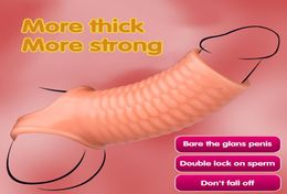 Silicone Reusable Penis Sleeve Flexible Glans Enlarger Extender Delay Ejaculation Cock Ring Adult Sex Toys For Men9283012