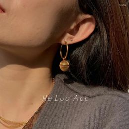 Hoop Earrings Retro Lantern Ball Copper-Plated Old Gold Two-Piece Jewellery Gifts For Women Girls