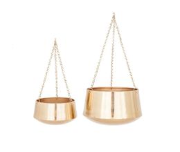 5" 7"H Round Gold Metal Indoor Outdoor Hanging Dome Wall Planter with Chain 2 Count 231228