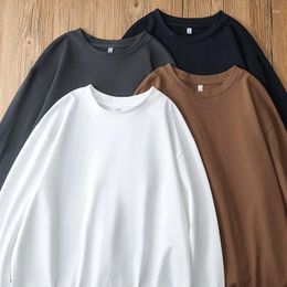 Men's T Shirts BROWON Brand Korean Fashion Men Shirt 2023 Autumn Solid Long Sleeve T-shirt Male Loose O-Neck Collar Pure Cotton Clothing