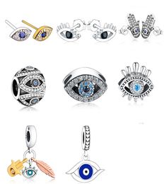 925 Silver Fit P Charm 925 Bracelet Bracelet Neckalce 925 Sterling Silver Trunk Turkey Blue Evil Eye Zirconia Bead charms set Pendant DIY Fine Beads Jewelry6377556