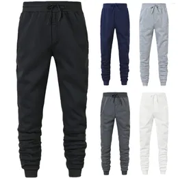 Men's Pants Sweatpants Men Padded Casual Hip Hop Solid Color Track Cuff Lace Up Workout Trousers With Pockets Streetwear