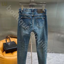 Designer Men's Jeans Casual Pants Luxury Brand High Street Straight Jean Mens Blue Jeans Washed Big Hole Zipper Biker Pants