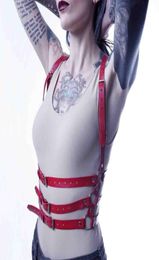 100 Handmade Leather Harness Three Row Line Body Bondage Cage Belt Waistbelt Straps harajuku Style lingerie accessory3385067