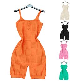 Rompers Womens One Piece Short Jumpsuit Sleeveless Terry Towel Fabric Buttons Braided Weave Wool Backless Suspender For Women