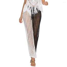 Women's Pants Cropped Beach Knit Tassel Women Hollow Crocheted