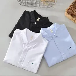 Men's Casual Shirts Oxford Cotton Shirt Long Sleeve Lapel Fashion Autumn Simple Solid Color T-Shirt Coat Business Top