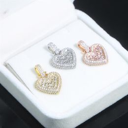 Iced Out Bling 5A CZ Heart pendant crystal Tennis Chain Fashion Necklace jewelry for women lady wedding party drop ship267U