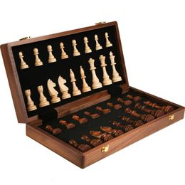 Games Chess Games Chess Set Top Grade Wooden Folding Big Traditional Classic Handwork Solid Wood Pieces Walnut Chessboard Children Gift