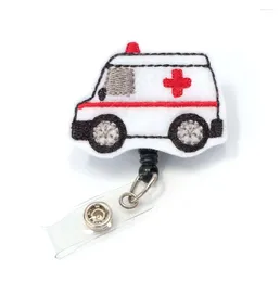 Brooches 20pcs/lot 5styles Felt Handmade Knitting Cute Design Ambulance Retractable Id Badge Holder Reel