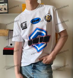 xinxinbuy 2024 Men designer Tee t shirt big Letter printing lovers Crew Neck short sleeve cotton women Black XS-2XL