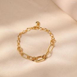Link Bracelets Copper Plated 18K Gold European And American Metal Texture High Quality Simple Minimalist Bracelet Women Jewellery