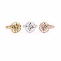 Trendy Round Flower Ring Simple Circular pattern style Hand-welded Copper Ring Design Environmental Protection Material Three Colo2264