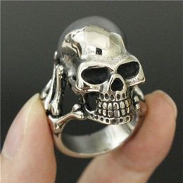 3pcs lot New Arrival Heavy Ghost Skull Ring 316L Stainless Steel Fashion jewelry Band Party Skull Cool Man Ring260N