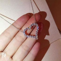 Vecalon Heart love pendant 925 Sterling silver Pave 5A zircon Wedding Pendants with necklace for Women Bridal Party Diamond Jewelr294h