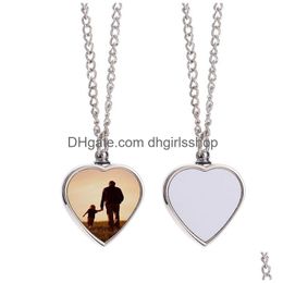 Pendant Necklaces Sublimation Blank Letter Necklace Creative Heat Transfer Heart Shaped Diy Valentines Day Gift Drop Delivery Jewelr Dhitb