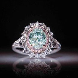 Size 6-10 Engagement Rings For Women Topaz Colour Green Gemstone Rings CZ Diamond Women Wedding Bridal Ring Gift233f