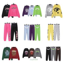 Men's Tracksuits Sp5der 555555 Foam Printing Street Men's and Women's Loose Hooded Sweater Casual Pants Set Fashion Kyjk