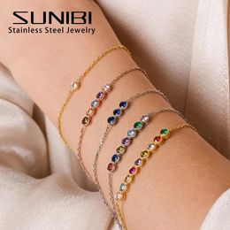 Rings Sunibi Stainless Steel Charm Crystal Necklace Pendant Birthstone Charms for Jewelry Making Women Earrings Diy Accessories