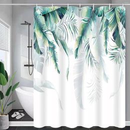 Shower Curtains Tropical Plant Thickened Bathroom Curtain Christmas Decoration Pockets For Phone