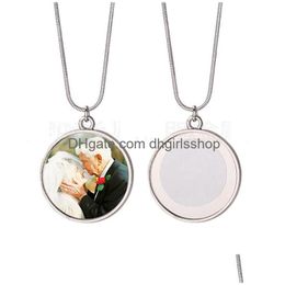 Pendant Necklaces Fashion Sublimation Blank Necklace Heat Transfer Round Tag Creative Diy Gift Party Decoration With Chain Drop Deli Dhpm1