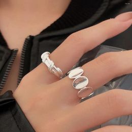 Cluster Rings Real S925 Sterling Silver Elliptical Ring For Women With Minimalist Geometry Personalised Opening High Grade Party Gift