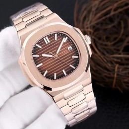 Mens 5711 montre de luxe mens automatic mechanical watches rose strap Brown gold watch stainless waterproof wristwatch men watches