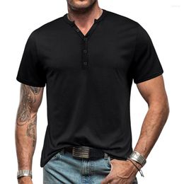 Men's T Shirts Casual Henley Collar Polo Shirt Short Sleeve T-Shirt 2023 Summer Thin Section Fashion Retro Button Top Wear