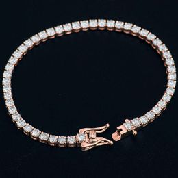 3Mm 10K Echt Rose Gold Mann Hip Hop Schmuck D Moissanit Vvs1 Tennis Kette Armbänder Perlen Frauen Tennis armband