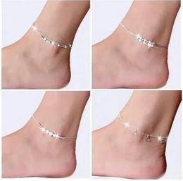 Anklets Fashion 925 스털링 실버 여성 숙녀 여학생 독특한 멋진 섹시한 간단한 구슬 체인 발목 발 보석 gi