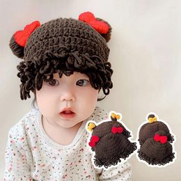 Berets Cute Ear Crochet Baby Hat Soft Wig Braid Infant Girls Boys Cap Beanie Solid Winter Kids Knitted Warm Protection Bonnet