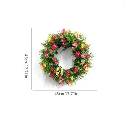 Decorative Flowers Spring Wreath Durable Simple 18 Inch Flower Hanging Artificial For Front Door Party Porch Holiday Festival