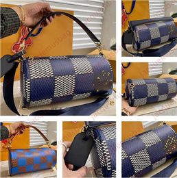 Designer Soft Polochon bag men Cylindrical handbag tote fashion high quality Damier Rush printing Shoulder crossbody bags women 24 series messenger backpack