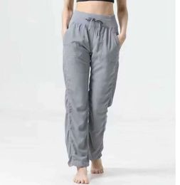LULUS Yoga Outfits suit 2022 New Dance Studio Women's Mid Rise Pants Casual Slim and Versatile Business Loudspeaker Wide Leg4345