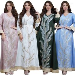 Ethnic Clothing Eid Jalabiya Sequins Muslim Party Dress For Women Abaya Lace-up Arab Abayas Long Dresses Robe Woman Elegant Ramadan Vestidos